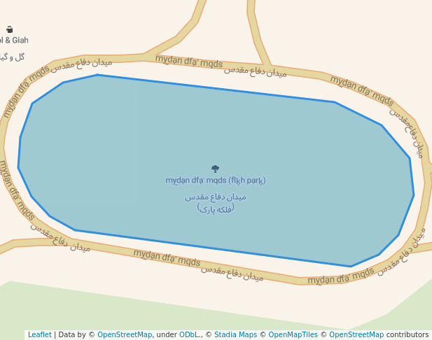 walking in میدان دفاع مقدس (فلکه پارک) map in Qom