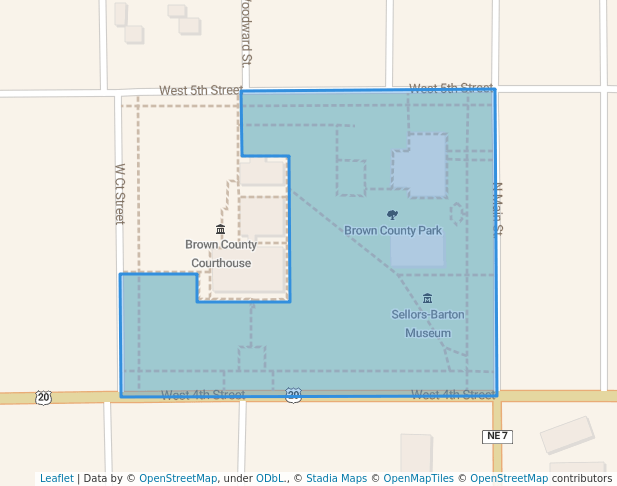walking in Brown County Park map in Ainsworth
