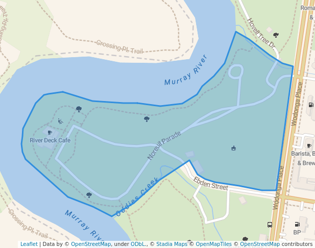 walking in Noreuil Park map in South Albury