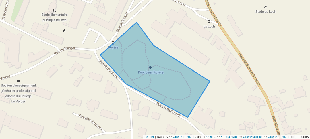 walking in Parc Jean Royère map in Auray