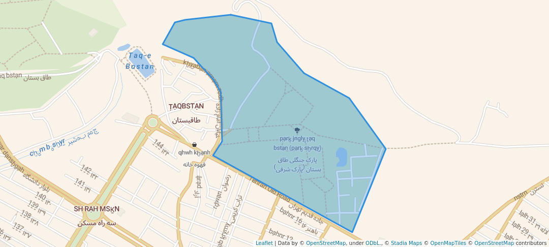 walking in پارک جنگلی طاق بستان (پارک شرقی) map in Kermanshah
