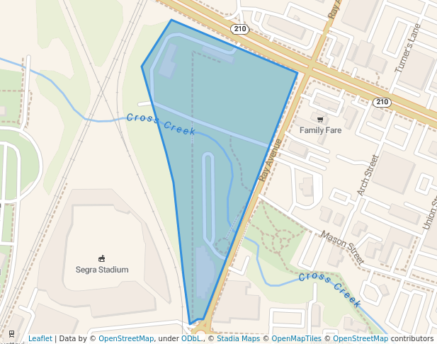 walking in Festival Park map in Fayetteville