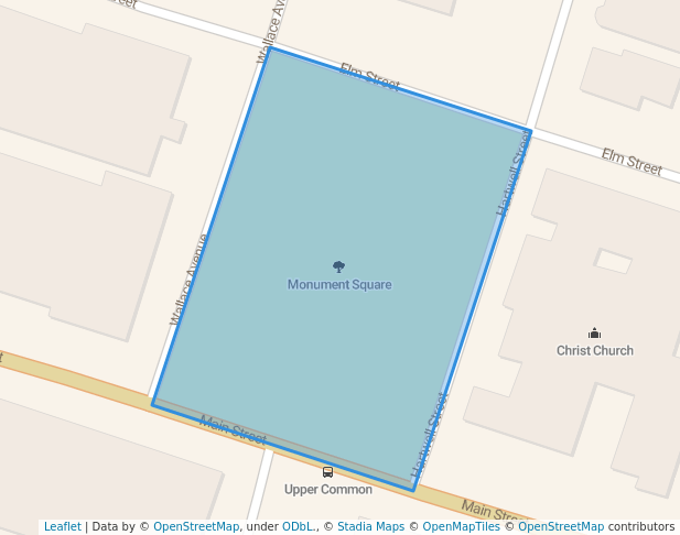 walking in Monument Square map in Fitchburg