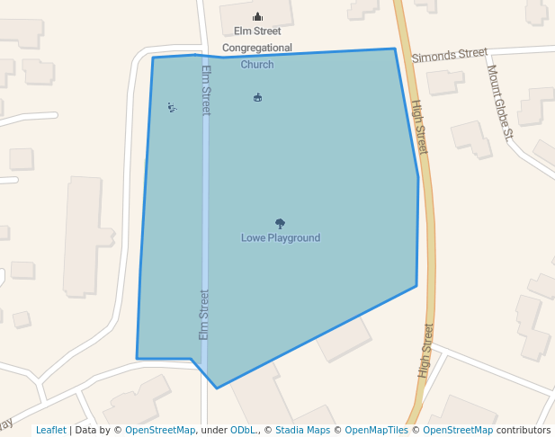 walking in Lowe Playground map in Fitchburg
