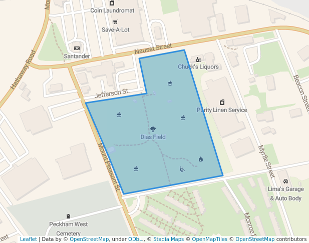 walking in Dias Field map in New Bedford