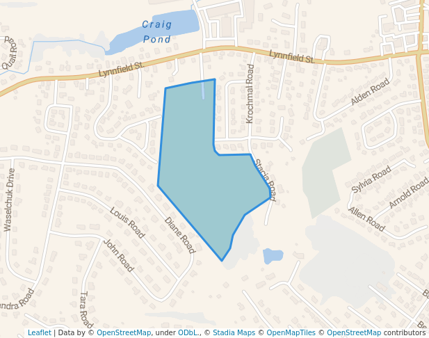 walking in Raddin Park map in Peabody