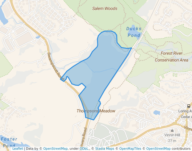 walking in Thompsons Meadow map in Salem