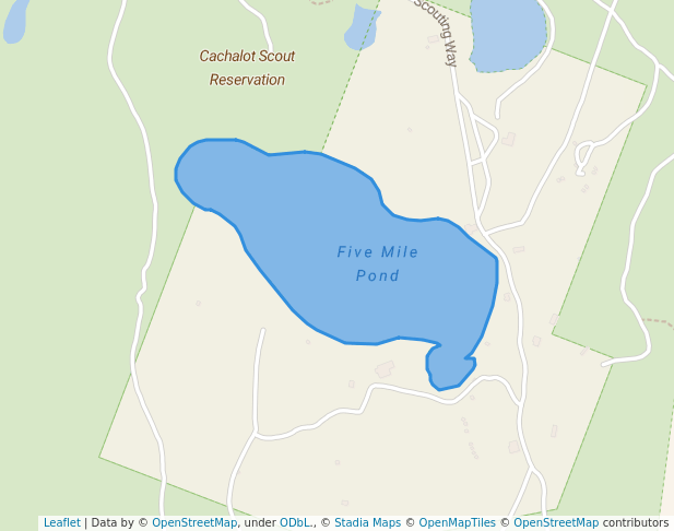 walking in Five Mile Pond map in Plymouth