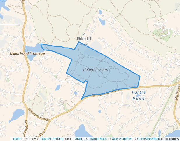 walking in Peterson Farm map in Falmouth