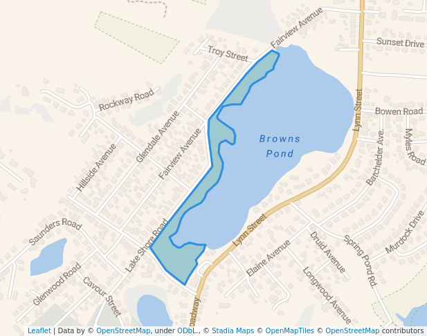 walking in Lakeshore Park map in Peabody