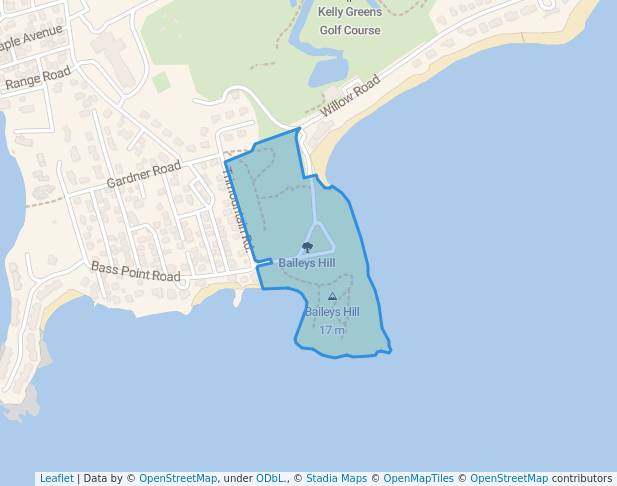 walking in Baileys Hill map in Nahant