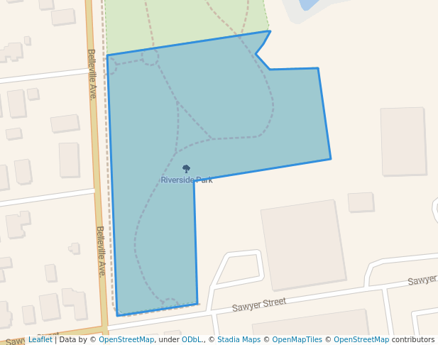 walking in Riverside Park map in New Bedford