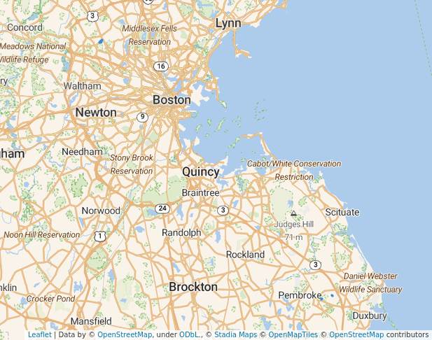 walking in Town Land map in Quincy