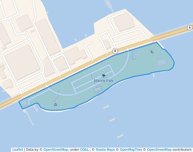 walking in Marine Park map in New Bedford