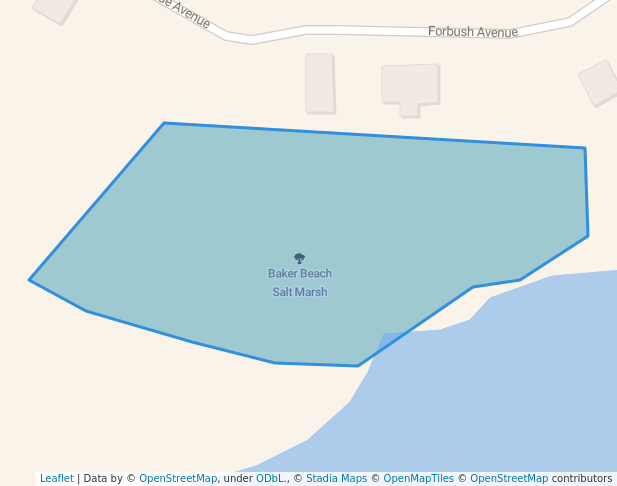 walking in Baker Beach Salt Marsh map in Quincy