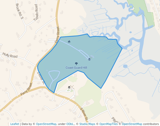 walking in Coast Guard Hill map in Marshfield