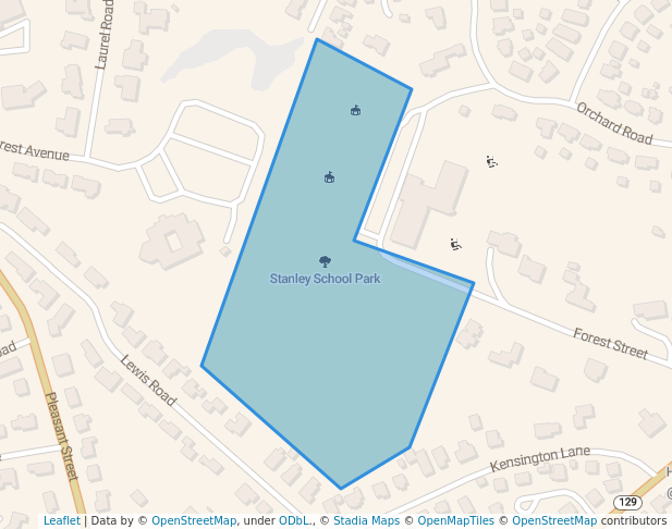 walking in Stanley School Park map in Swampscott