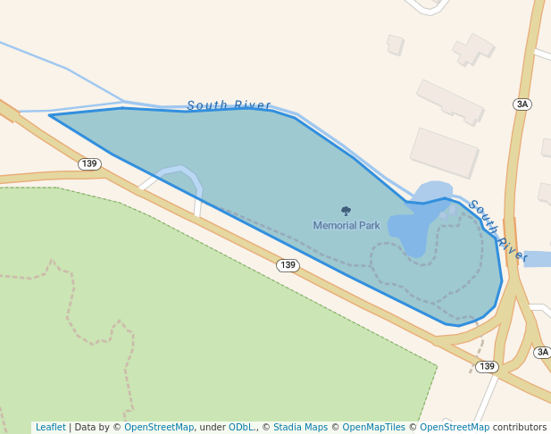 walking in Memorial Park map in Marshfield