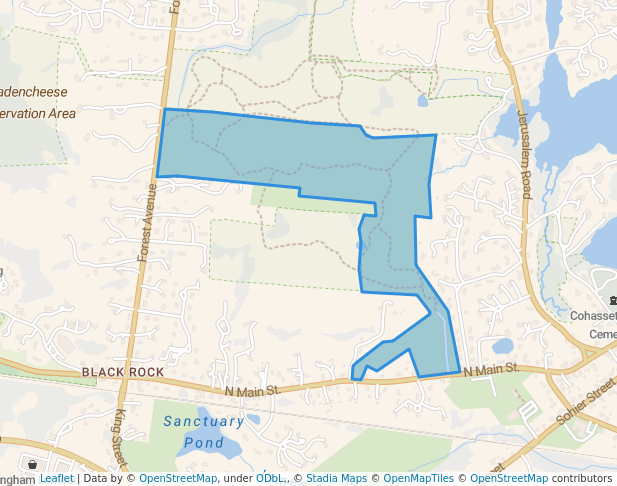 walking in Wheelwright Park map in Cohasset