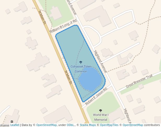 walking in Cohasset Town Common map in Cohasset