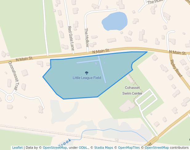 walking in Little League Field map in Cohasset