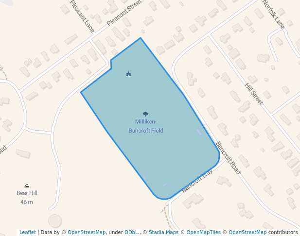 walking in Milliken-Bancroft Field map in Cohasset
