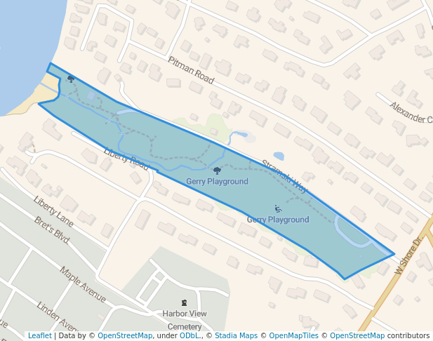 walking in Gerry Playground map in Marblehead