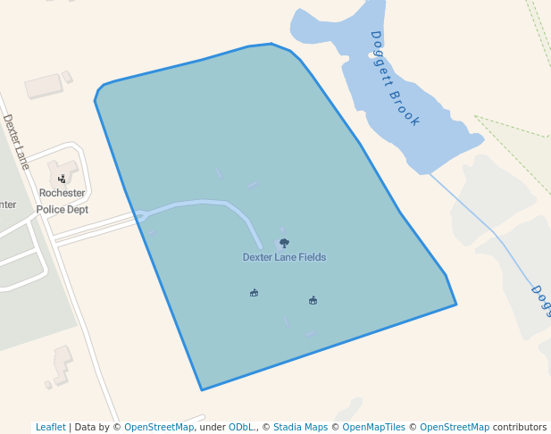 walking in Dexter Lane Fields map in Rochester