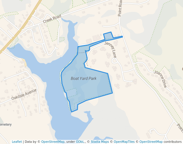 walking in Boat Yard Park map in Marion