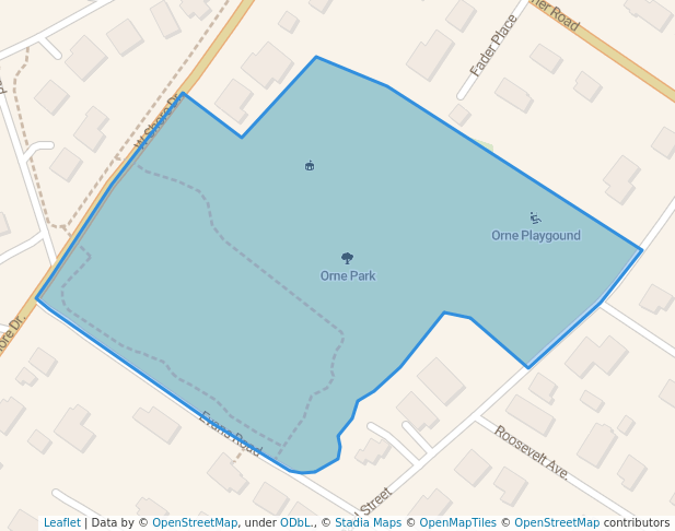 walking in Orne Park map in Marblehead