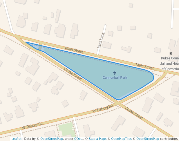 walking in Cannonball Park map in Edgartown