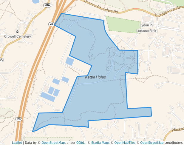 walking in Kettle Holes map in Falmouth