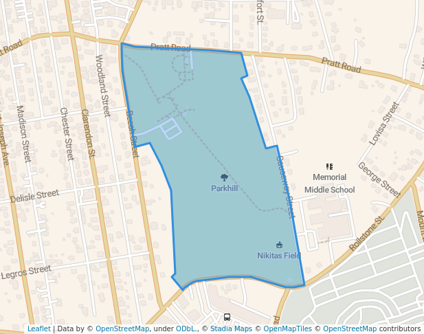 walking in Parkhill map in Fitchburg