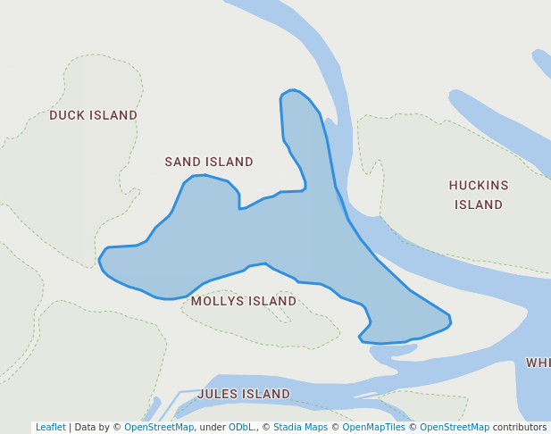 walking in Sand Island map in Barnstable
