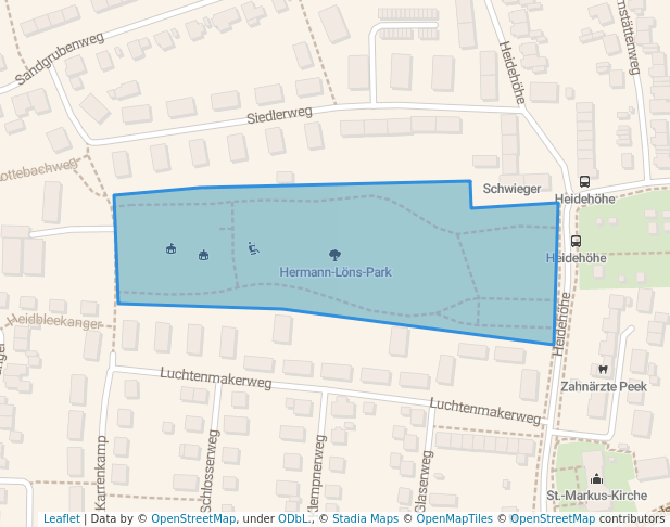 walking in Hermann-Löns-Park map in Braunschweig