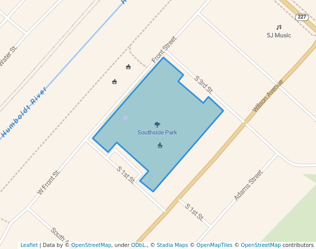 walking in Southside Park map in Elko