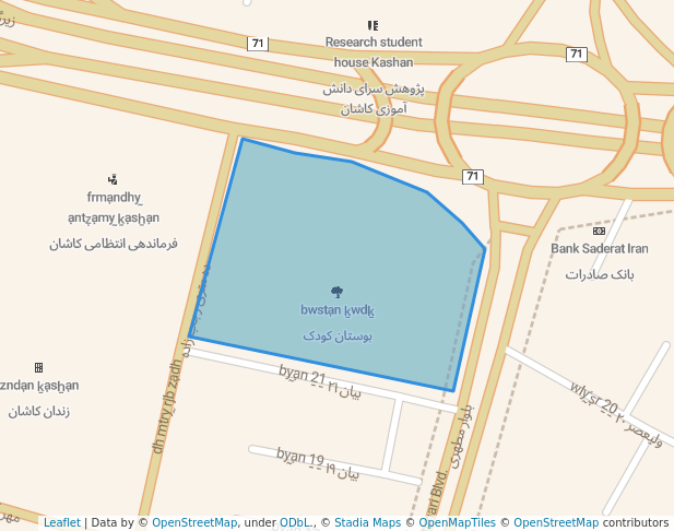 walking in بوستان کودک map in Kashan