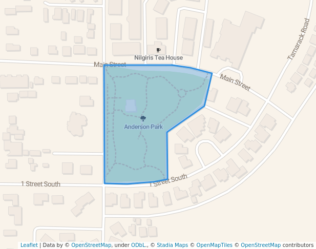 walking in Anderson Park map in Three Hills