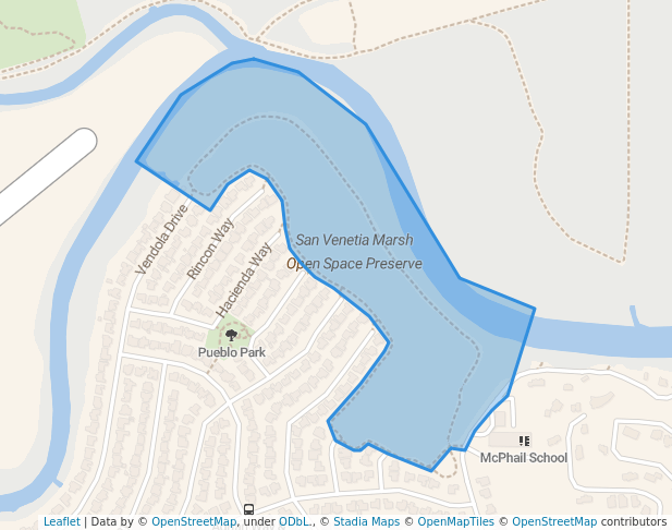 walking in San Venetia Marsh Open Space Preserve map in San Rafael