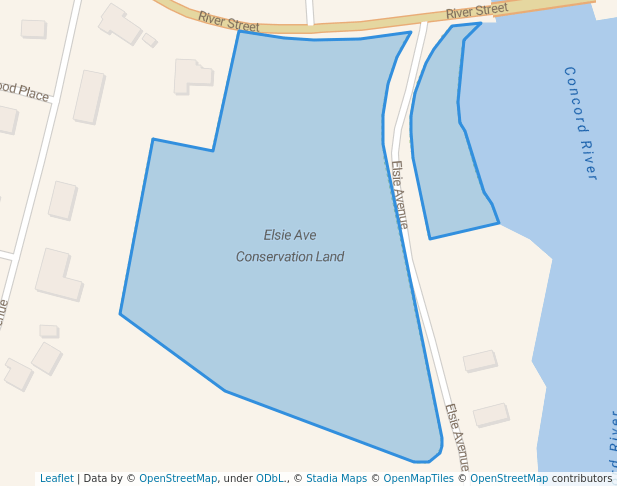 walking in Elsie Ave Conservation Land map in Billerica