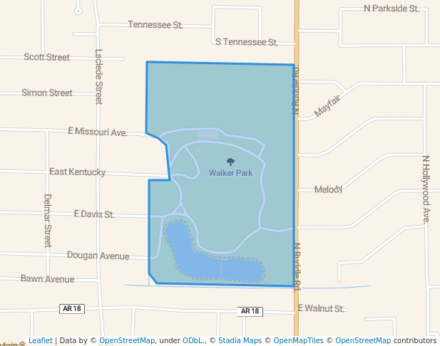 walking in Walker Park map in Blytheville