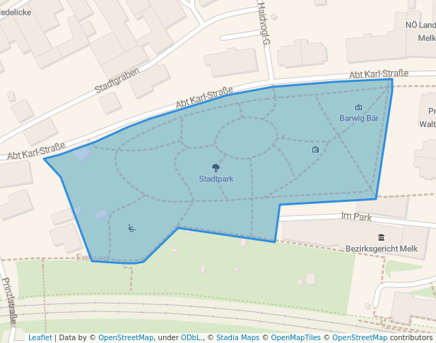 walking in Stadtpark map in Melk
