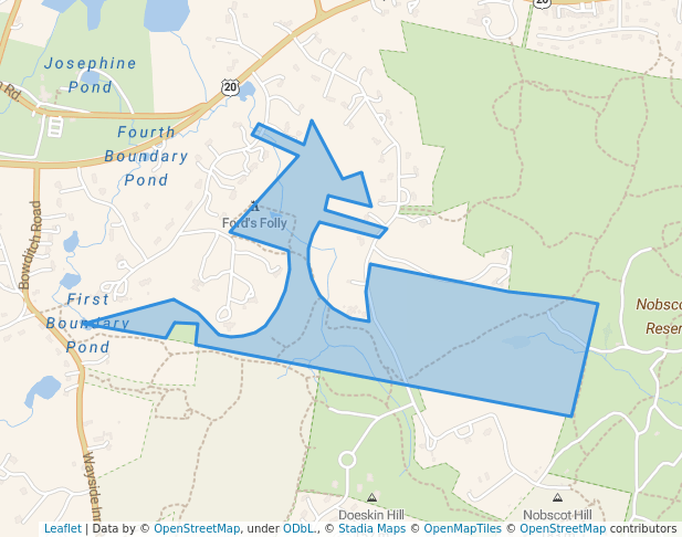 walking in Nobscot Reservation map in Sudbury
