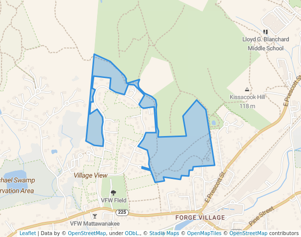 walking in Village View map in Westford