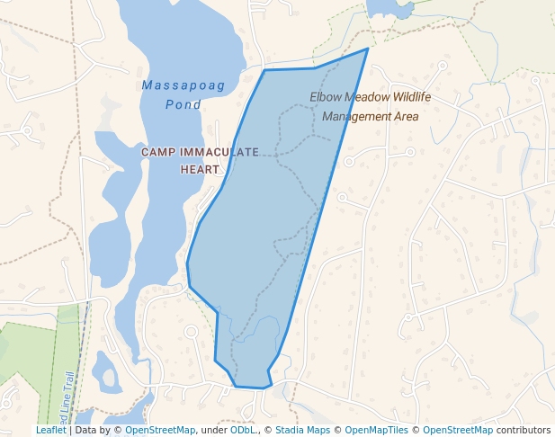 walking in Elbow Meadow Natural Heritage Area map in Tyngsborough