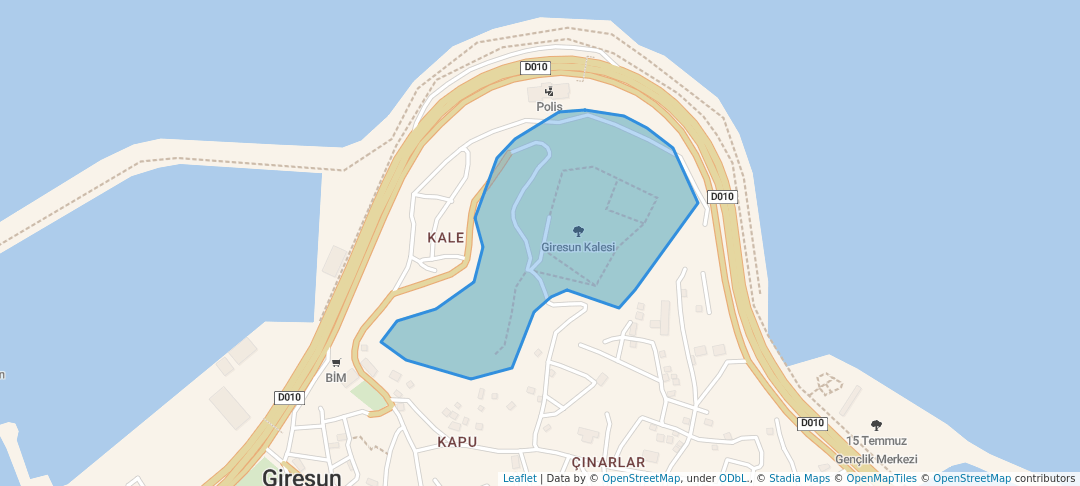 walking in Giresun Kalesi map in Giresun