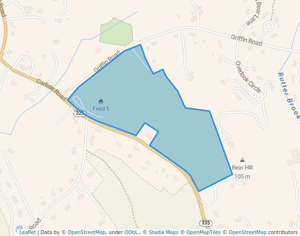 walking in Jack Walsh Field map in Westford