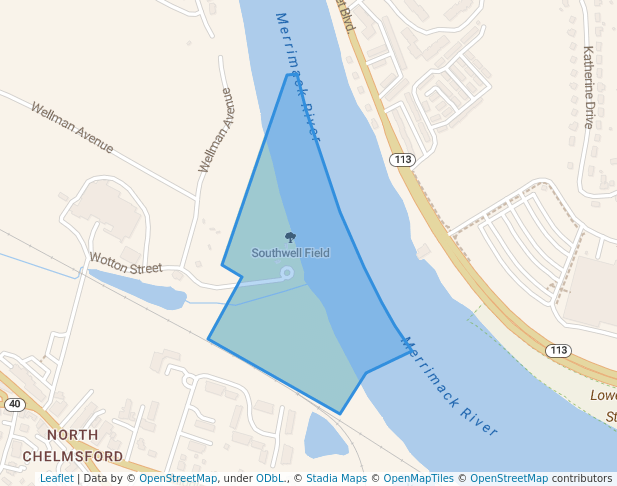 walking in Southwell Field map in Chelmsford
