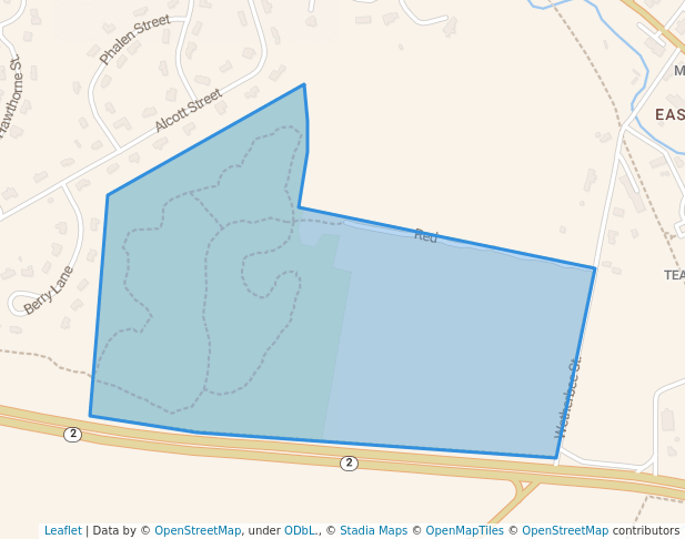 walking in Wetherbee Conservation Land map in Acton