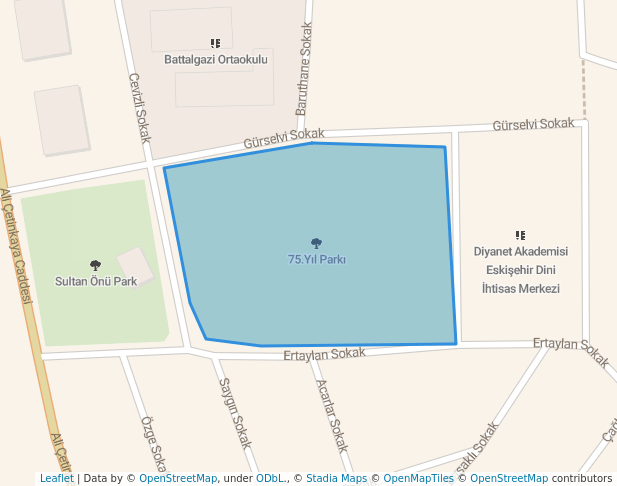 walking in 75.Yıl Parkı map in Eskişehir